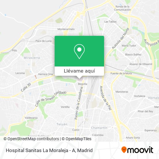 Mapa Hospital Sanitas La Moraleja - A