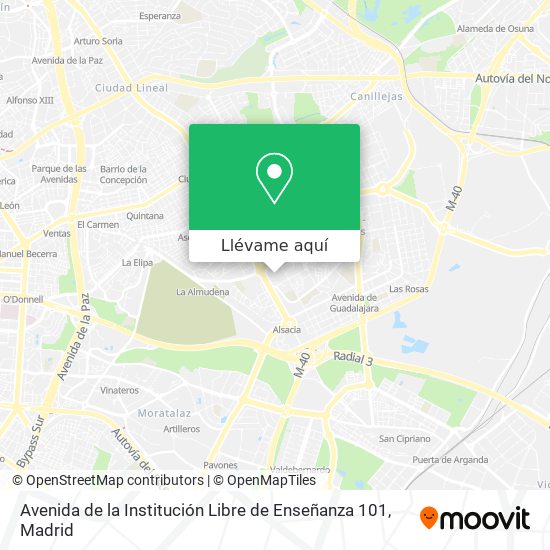 Mapa Avenida de la Institución Libre de Enseñanza 101