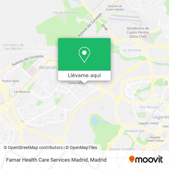 Mapa Famar Health Care Services Madrid