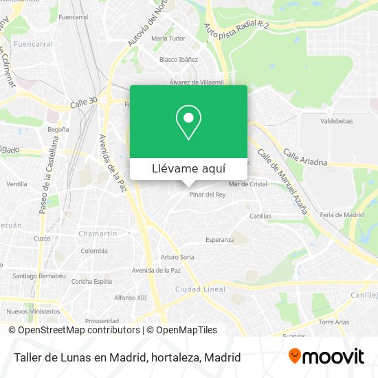 Mapa Taller de Lunas en Madrid, hortaleza