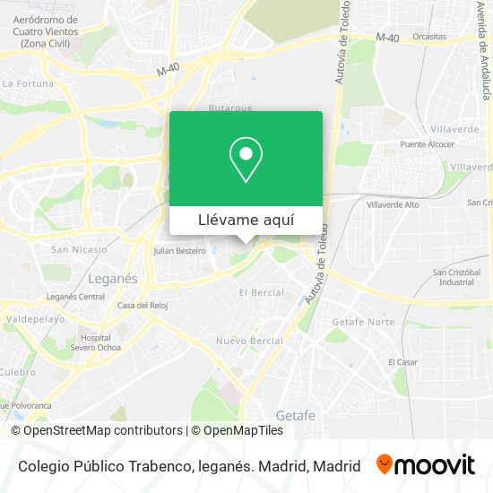 Mapa Colegio Público Trabenco, leganés. Madrid