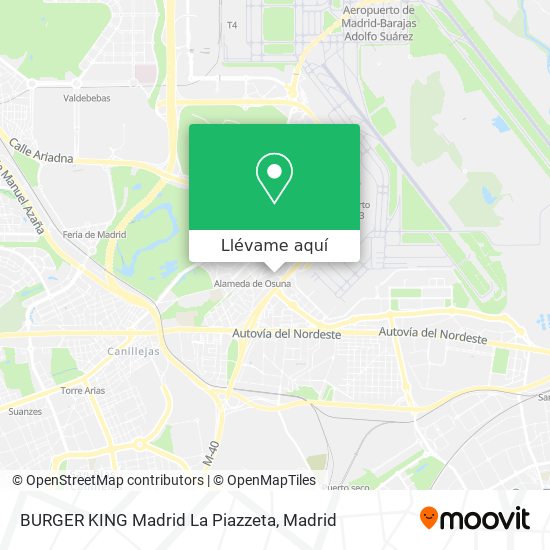 Mapa BURGER KING Madrid La Piazzeta