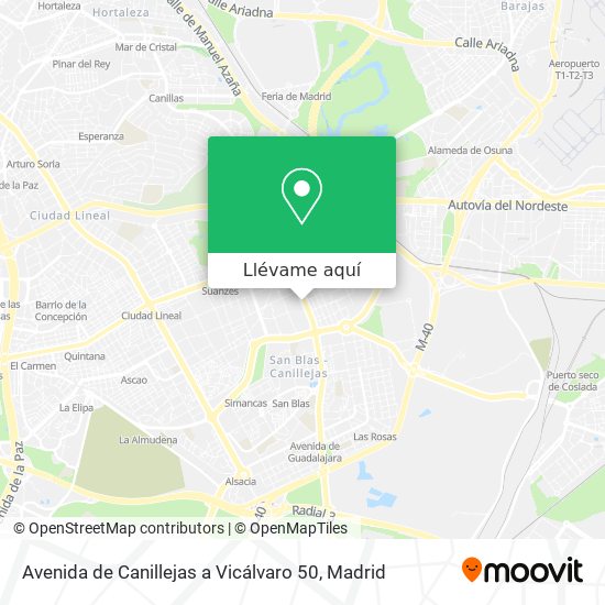 Mapa Avenida de Canillejas a Vicálvaro 50