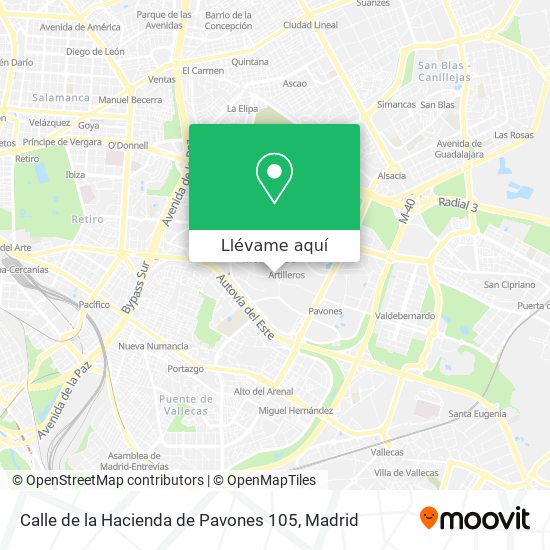 Mapa Calle de la Hacienda de Pavones 105