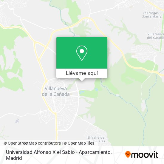 Mapa Universidad Alfonso X el Sabio - Aparcamiento