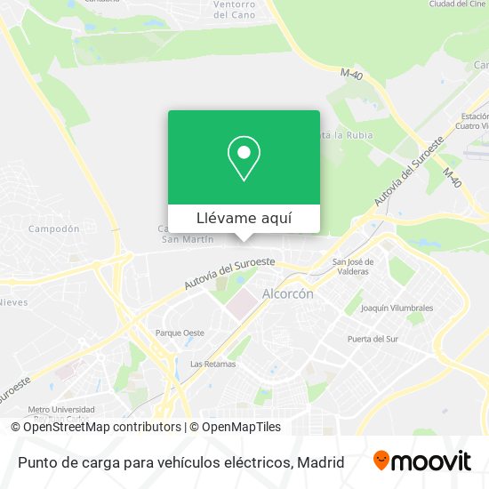 Mapa Punto de carga para vehículos eléctricos