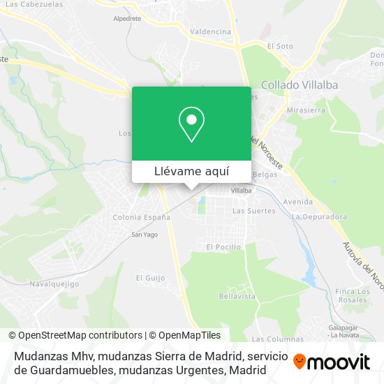 Mapa Mudanzas Mhv, mudanzas Sierra de Madrid, servicio de Guardamuebles, mudanzas Urgentes