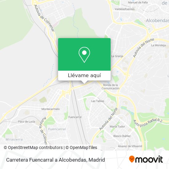 Mapa Carretera Fuencarral a Alcobendas