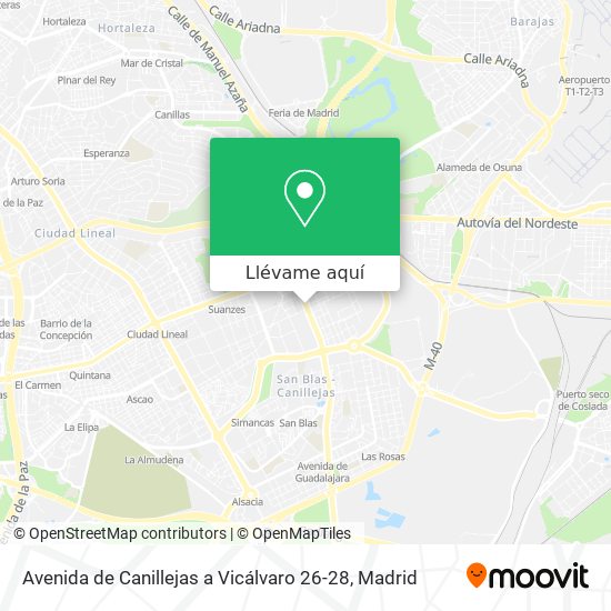 Mapa Avenida de Canillejas a Vicálvaro 26-28