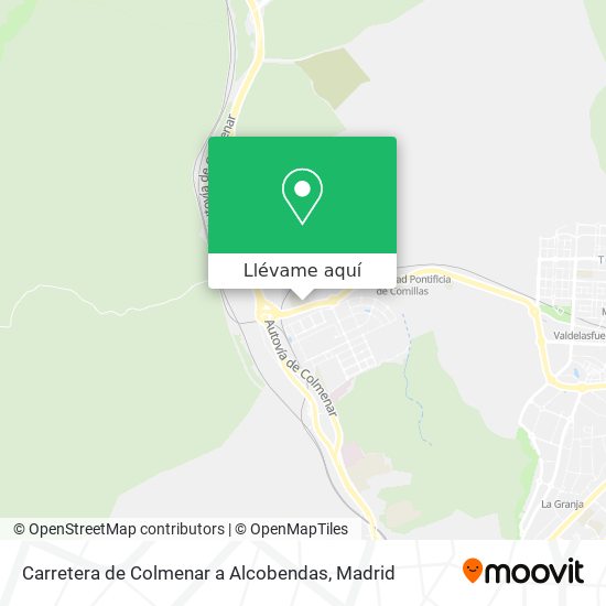 Mapa Carretera de Colmenar a Alcobendas