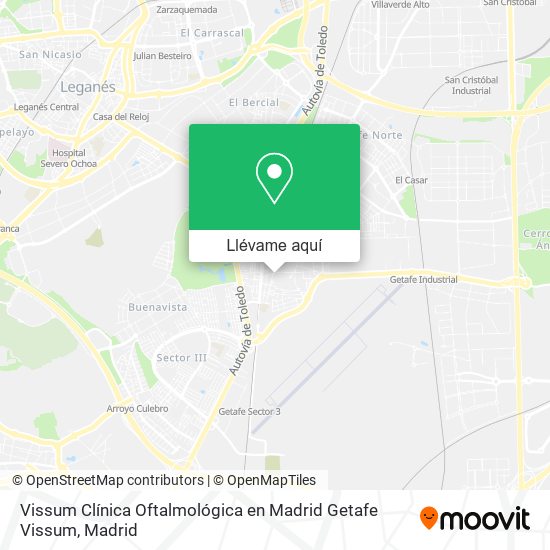 Mapa Vissum Clínica Oftalmológica en Madrid Getafe Vissum