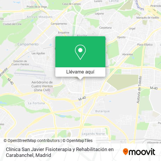 Mapa Clínica San Javier Fisioterapia y Rehabilitación en Carabanchel