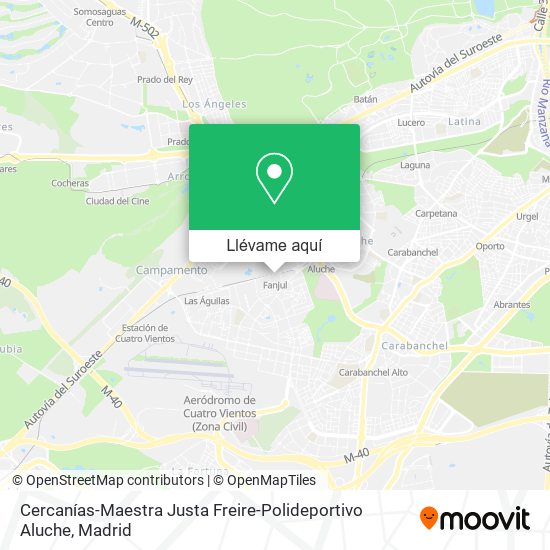 Mapa Cercanías-Maestra Justa Freire-Polideportivo Aluche