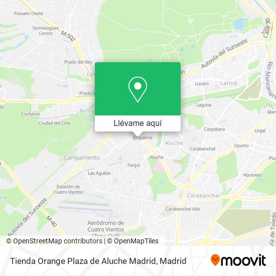 Mapa Tienda Orange Plaza de Aluche Madrid