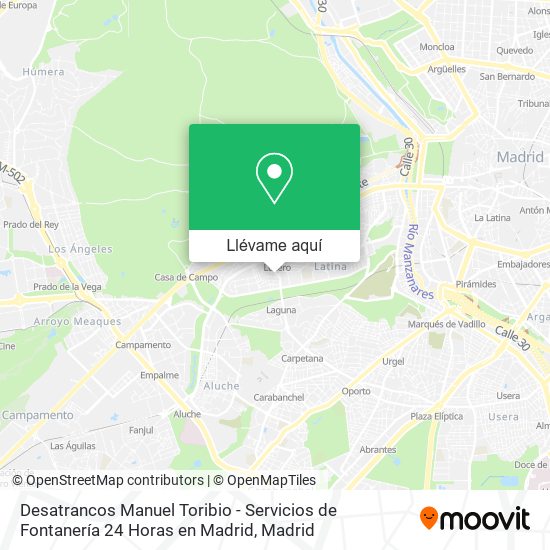 Mapa Desatrancos Manuel Toribio - Servicios de Fontanería 24 Horas en Madrid