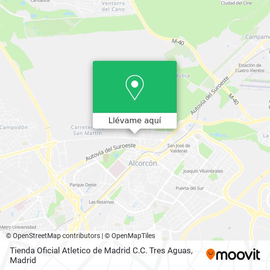 Mapa Tienda Oficial Atletico de Madrid C.C. Tres Aguas