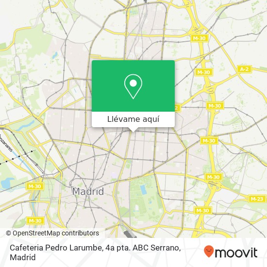Mapa Cafeteria Pedro Larumbe, 4a pta. ABC Serrano