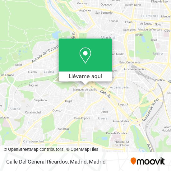 Mapa Calle Del General Ricardos, Madrid