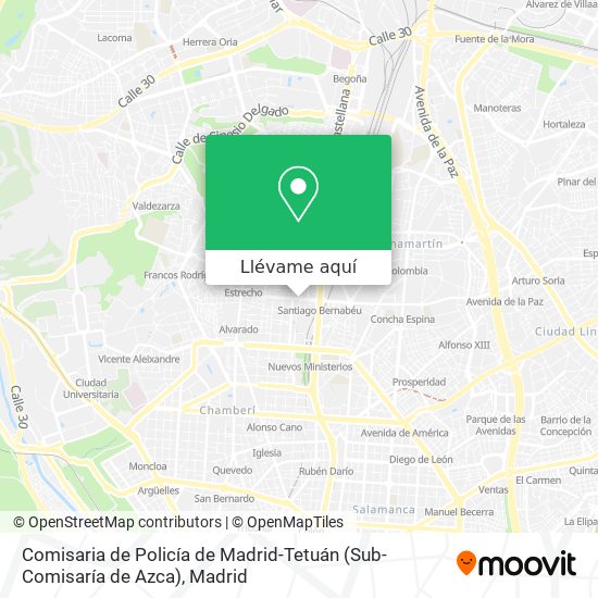 Mapa Comisaria de Policía de Madrid-Tetuán (Sub-Comisaría de Azca)