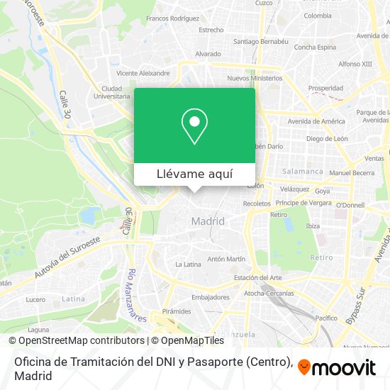 Mapa Oficina de Tramitación del DNI y Pasaporte (Centro)