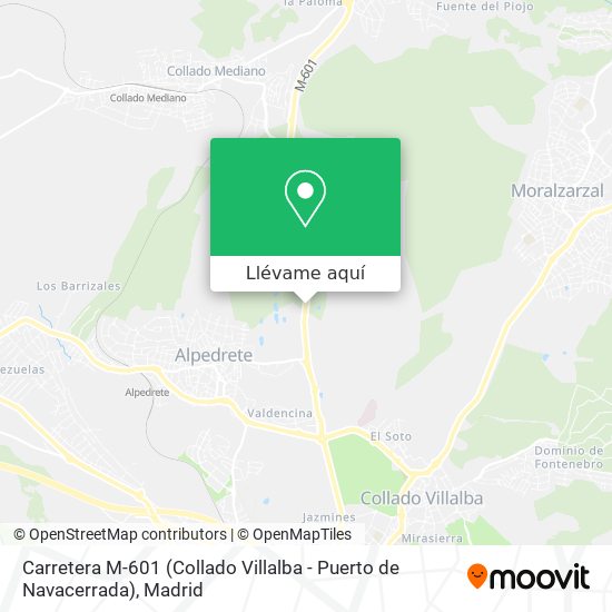 Mapa Carretera M-601 (Collado Villalba - Puerto de Navacerrada)
