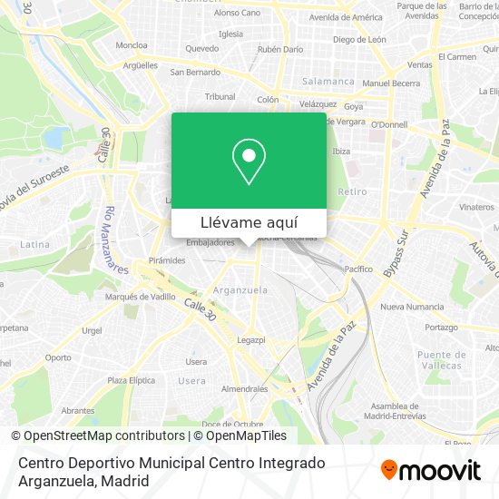 Mapa Centro Deportivo Municipal Centro Integrado Arganzuela