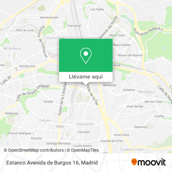 Mapa Estanco Avenida de Burgos 16