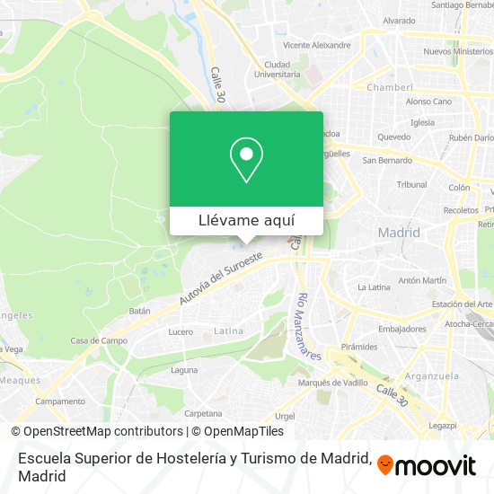 Mapa Escuela Superior de Hostelería y Turismo de Madrid