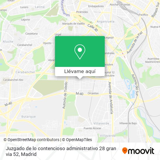 Mapa Juzgado de lo contencioso administrativo 28 gran via 52