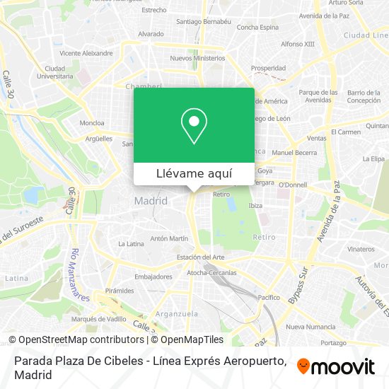 Mapa Parada Plaza De Cibeles - Línea Exprés Aeropuerto