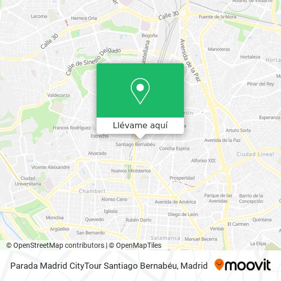 Mapa Parada Madrid CityTour Santiago Bernabéu