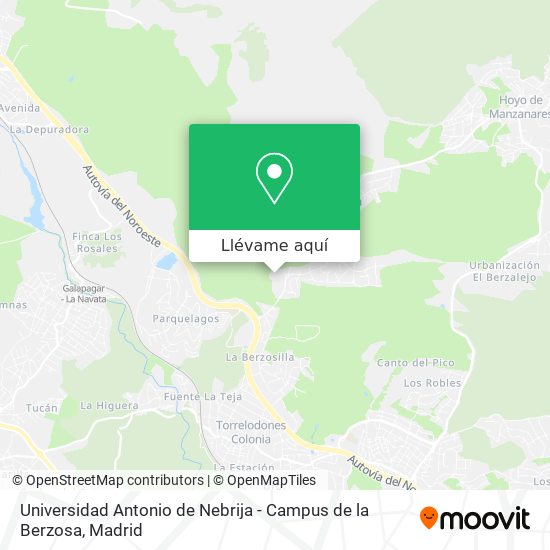 Mapa Universidad Antonio de Nebrija - Campus de la Berzosa