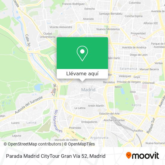 Mapa Parada Madrid CityTour Gran Vía 52