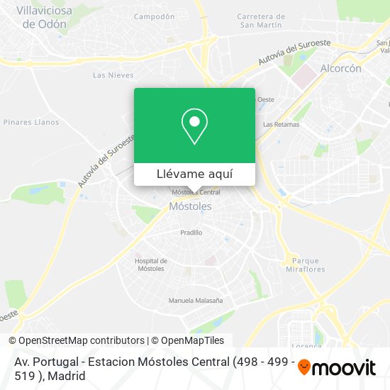 Mapa Av. Portugal - Estacion Móstoles Central (498 - 499 - 519 )