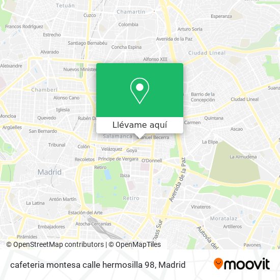 Mapa cafeteria montesa calle hermosilla 98