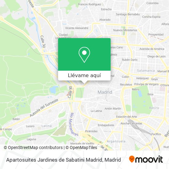Mapa Apartosuites Jardines de Sabatini Madrid