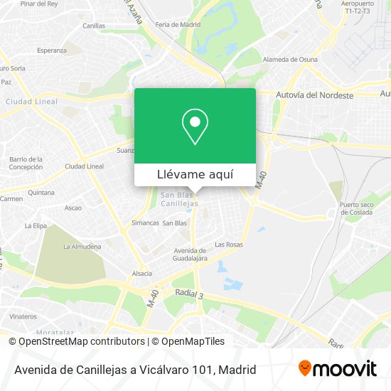 Mapa Avenida de Canillejas a Vicálvaro 101