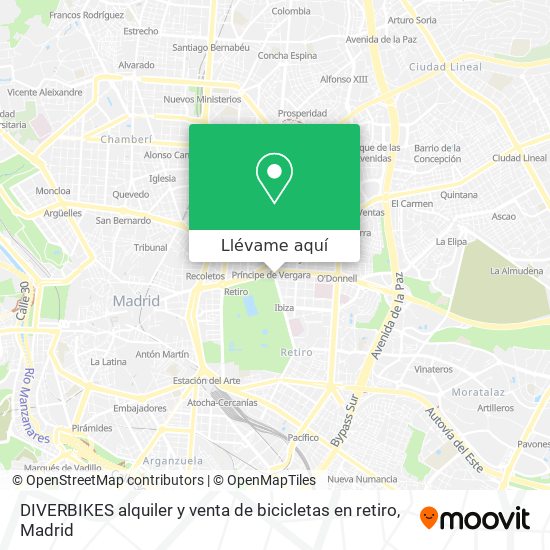 Mapa DIVERBIKES alquiler y venta de bicicletas en retiro