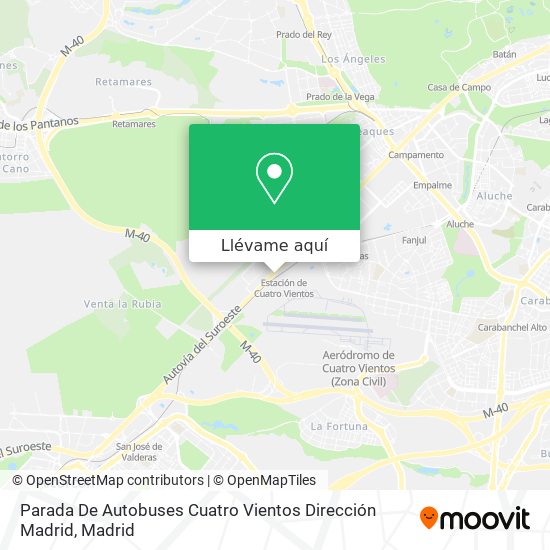 Mapa Parada De Autobuses Cuatro Vientos Dirección Madrid