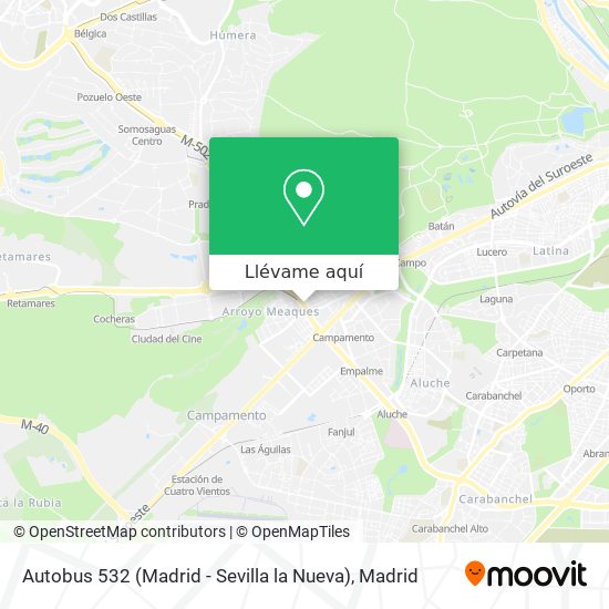 Mapa Autobus 532 (Madrid - Sevilla la Nueva)
