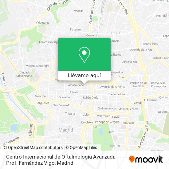 Mapa Centro Internacional de Oftalmología Avanzada - Prof. Fernández Vigo