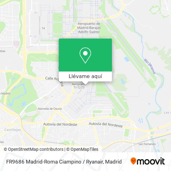 Mapa FR9686 Madrid-Roma Ciampino / Ryanair