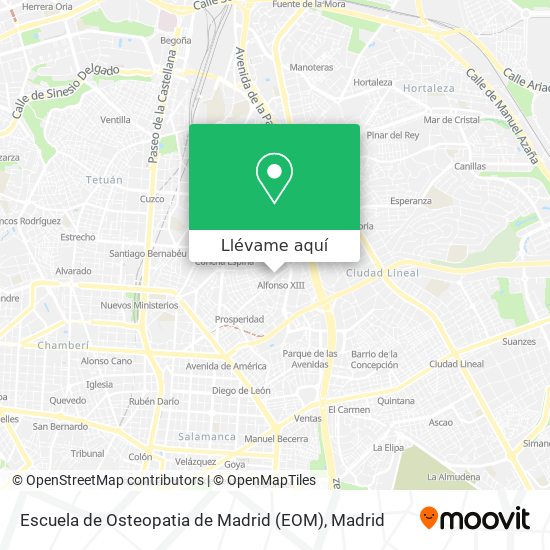 Mapa Escuela de Osteopatia de Madrid (EOM)