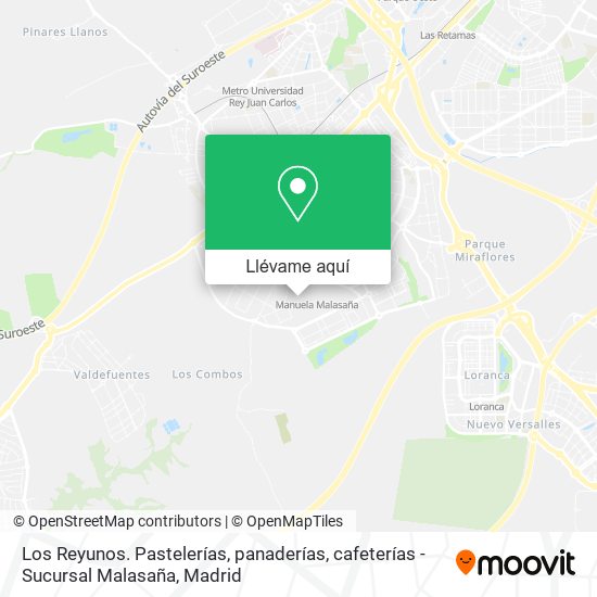 Mapa Los Reyunos. Pastelerías, panaderías, cafeterías - Sucursal Malasaña