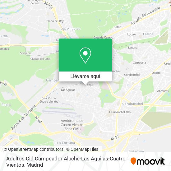 Mapa Adultos Cid Campeador Aluche-Las Águilas-Cuatro Vientos