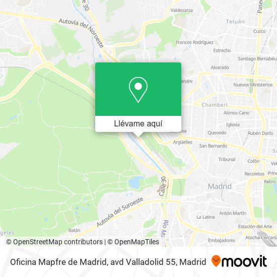 Mapa Oficina Mapfre de Madrid, avd Valladolid 55