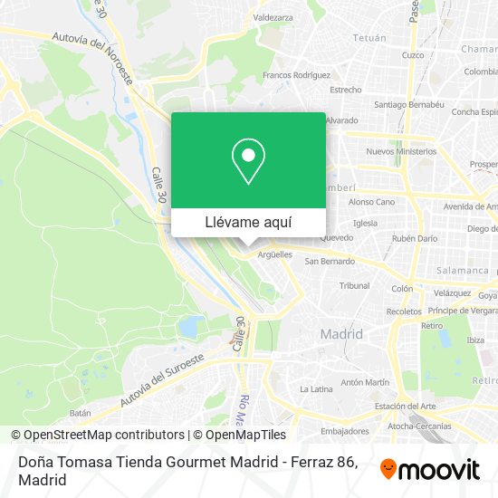 Mapa Doña Tomasa Tienda Gourmet Madrid - Ferraz 86