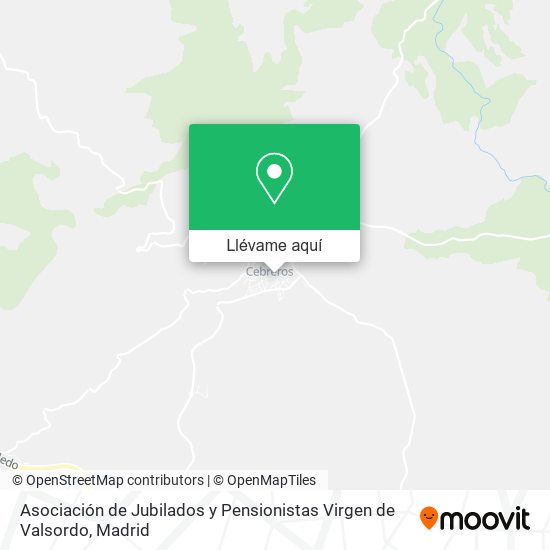 Mapa Asociación de Jubilados y Pensionistas Virgen de Valsordo