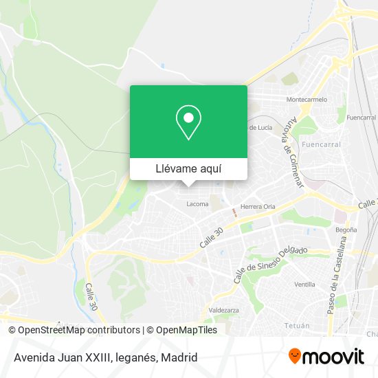 Mapa Avenida Juan XXIII, leganés