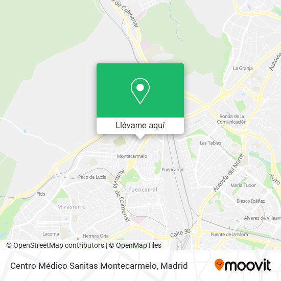 Mapa Centro Médico Sanitas Montecarmelo
